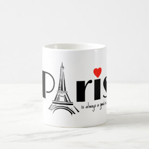Café Caneca com Desenho da Torre Eiffel de Paris