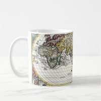 Caneca com Desenho de Mapa Mundial Antigo
