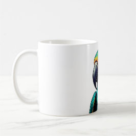 Café Caneca com Desenho de Papagaio Tropical