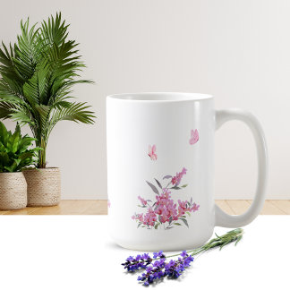 Café Caneca com Design de Flor Simples