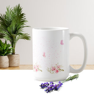 Café Caneca com Design de Flor Simples