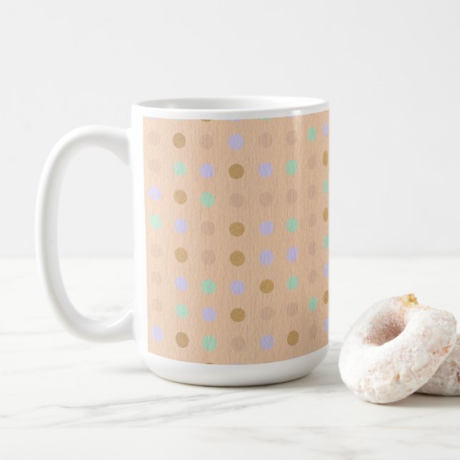 Café Caneca com Estampa de Bolinhas, 450ml (Com Donut)