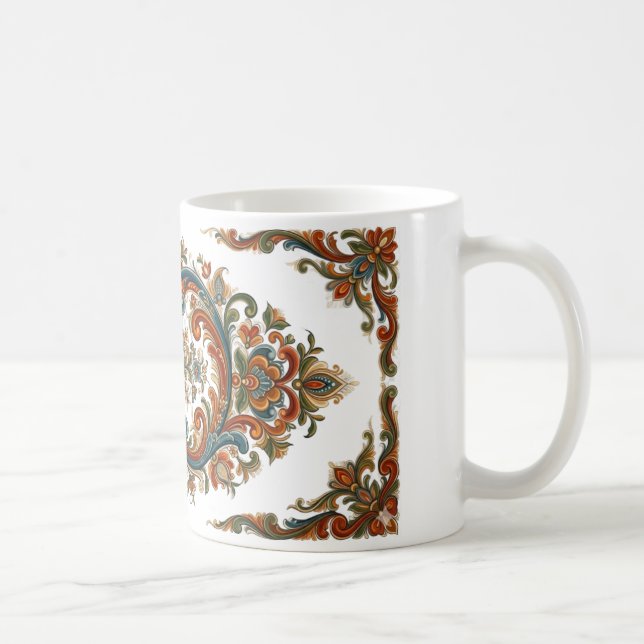 Café Caneca com Estilo Floral Ornado de Rosemaling Noru (Direita)