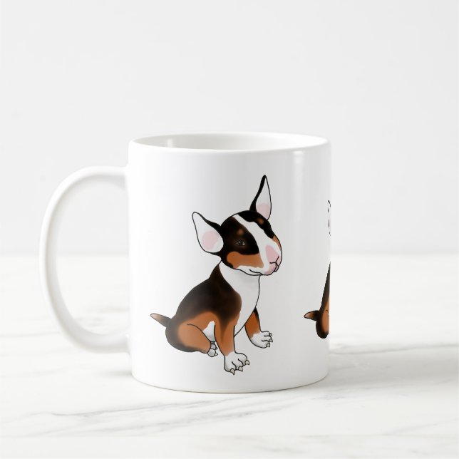 Café Caneca com filhote de bull terrier tri-color (Esquerda)