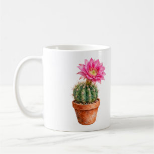 Café Caneca com Flor de Cacto em Vaso de Terracota