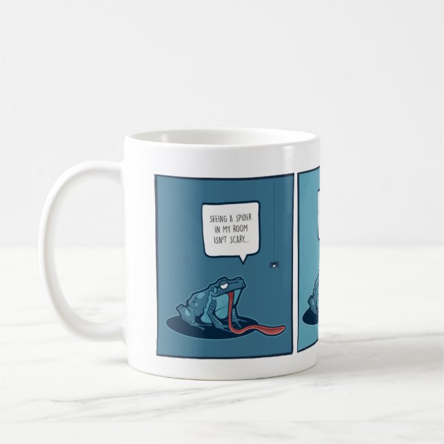 Café Caneca com história em quadrinhos de sapo e aranha (Esquerda)