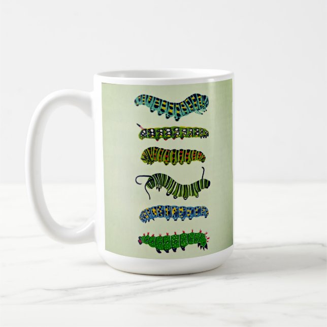 Café Caneca com Ilustração Vintage de Lagarta  (Esquerda)