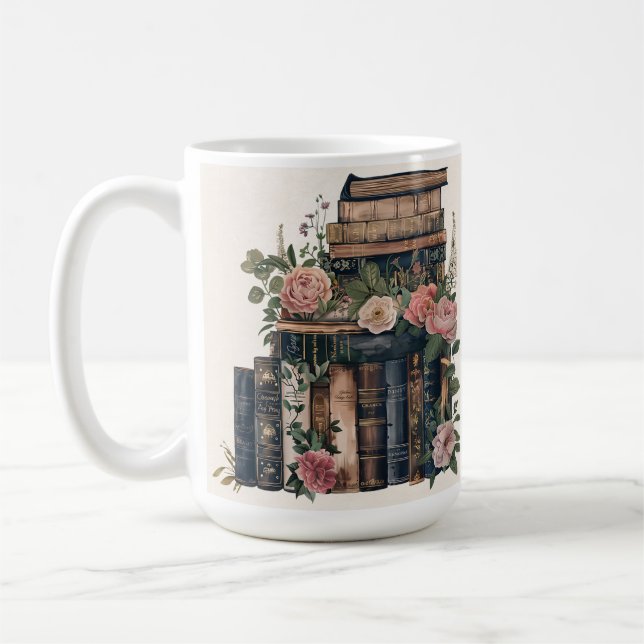 Café Caneca com Imagem de Livro Antigo | Texto Personal (Esquerda)