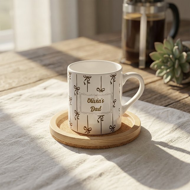 Café Caneca com Listra de Laço e Nome Personalizado Pre (Criador carregado)