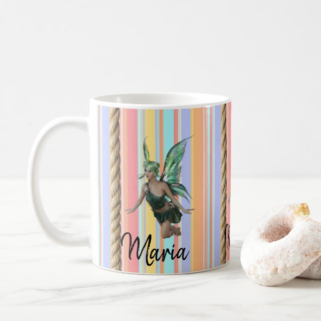 Café Caneca com Listras Pastéis de Corda de Fada (Com Donut)