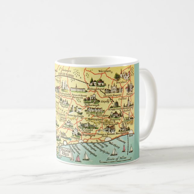 Café Caneca com Mapa Antigo de Bognor Inglaterra (Frente Esquerda)