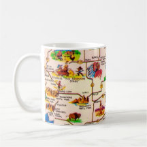 Caneca com Mapa Antigo de Dakota do Sul