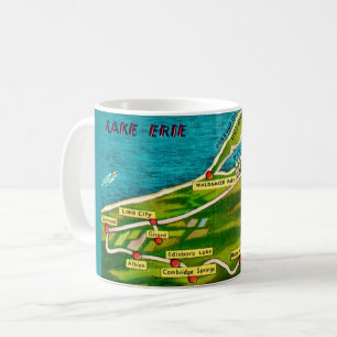 Café Caneca com Mapa Antigo de Erie Pennsylvania