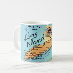 Café Caneca com Mapa Antigo de Long Island