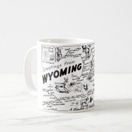 Café Caneca com Mapa Antigo de Wyoming