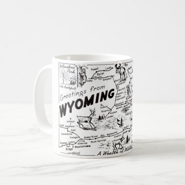 Café Caneca com Mapa Antigo de Wyoming (Frente Esquerda)
