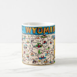 Café Caneca com Mapa Antigo de Wyoming