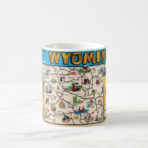 Café Caneca com Mapa Antigo de Wyoming