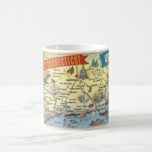 Café Caneca com Mapa de Connecticut