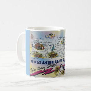 Café Caneca com Mapa de Massachusetts