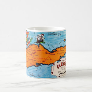 Café Caneca com Mapa de St Croix em Postal