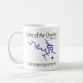Café Caneca com Mapa Detalhado do Lago de Ozarks Missou