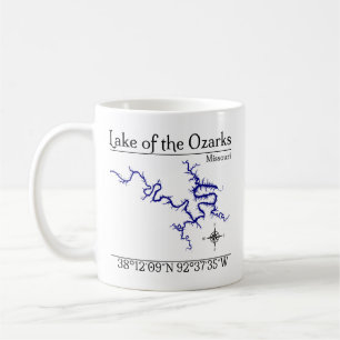 Café Caneca com Mapa Detalhado do Lago de Ozarks Missou