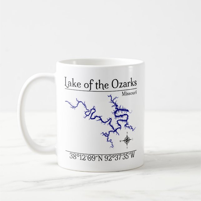Café Caneca com Mapa Detalhado do Lago de Ozarks Missou (Esquerda)