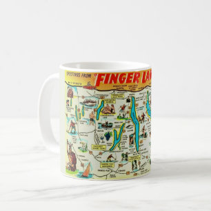 Café Caneca com Mapa dos Finger Lakes de NY