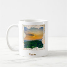 Caneca com Moldura de Jornal Antigo para Foto Pers