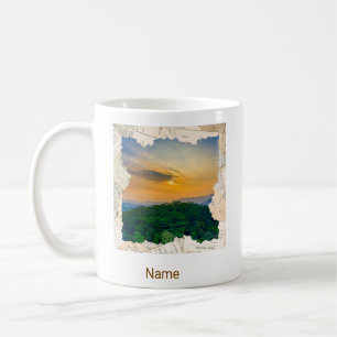 Café Caneca com Moldura de Jornal Antigo para Foto Pers