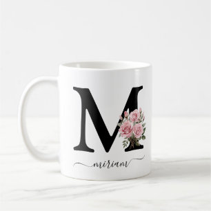 Café Caneca com Monograma Floral de Rosas Cor-de-Rosa I