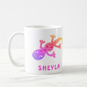 Café Caneca com Nome de Lagartixa Geco Rosa Fofa para M