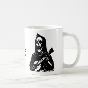 Café Caneca com Nome Personalizado de Esqueleto Tocando