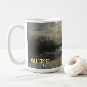 Café Caneca com Nome Personalizado de Paisagem em Aquar