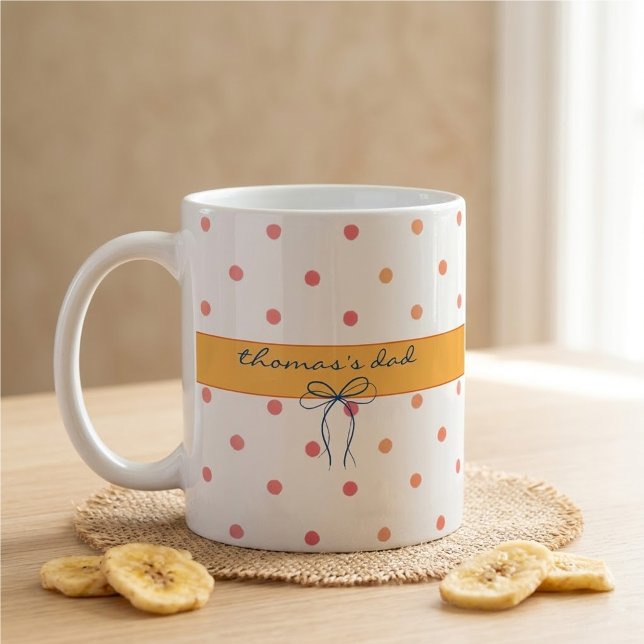 Café Caneca com Nome Personalizado e Padrão de Pontos d (Criador carregado)
