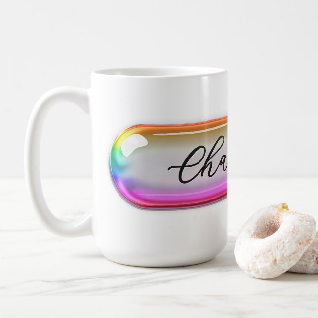 Café Caneca com Nome Personalizado – Lente de Vidro Col (Com Donut)