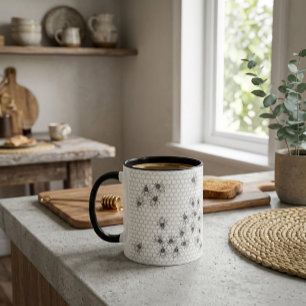 Café Caneca com Padrão de Abelha e Mel