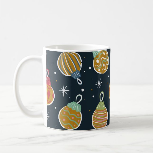 Café Caneca com Padrão de Enfeite de Natal Colorido (Esquerda)