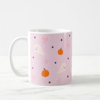 Café Caneca com padrão de fantasma cor-de-rosa fofo de