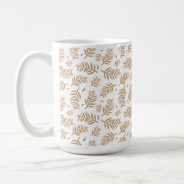 Café Caneca com Padrão de Folha Botânica em Ouro Elegan (Esquerda)