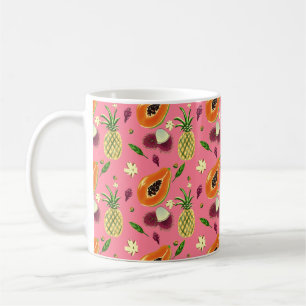Café Caneca com padrão de frutas tropicais havaianas Co