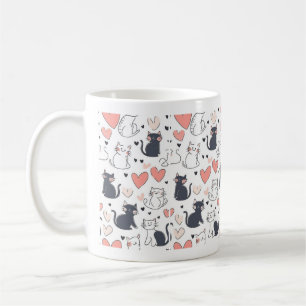 Café Caneca com Padrão de Gato Fofo