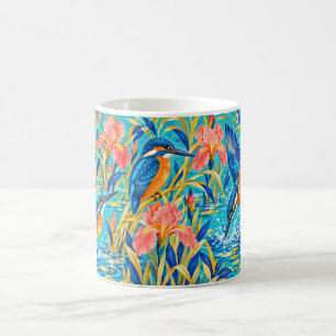 Café Caneca com padrão de guarda-rio brilhante e íris c