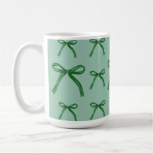 Caneca com padrão de laço verde elegante fofo