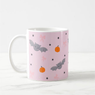 Café Caneca com Padrão de Morcego Cor-de-Rosa de Hallow