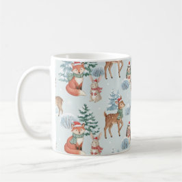 Café Caneca com padrão de Natal de Animais da Floresta