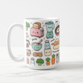 Café Caneca com Padrão de Utensílios de Cozinha FofosCh