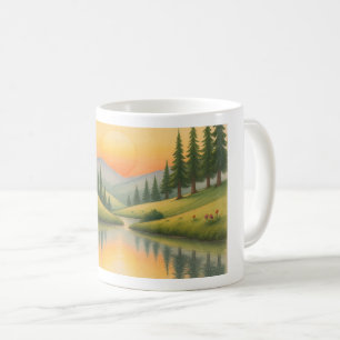 Café Caneca com paisagem de montanha