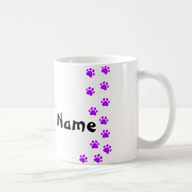 Café Caneca com pegada de pata - adicione seu próprio n (Direita)